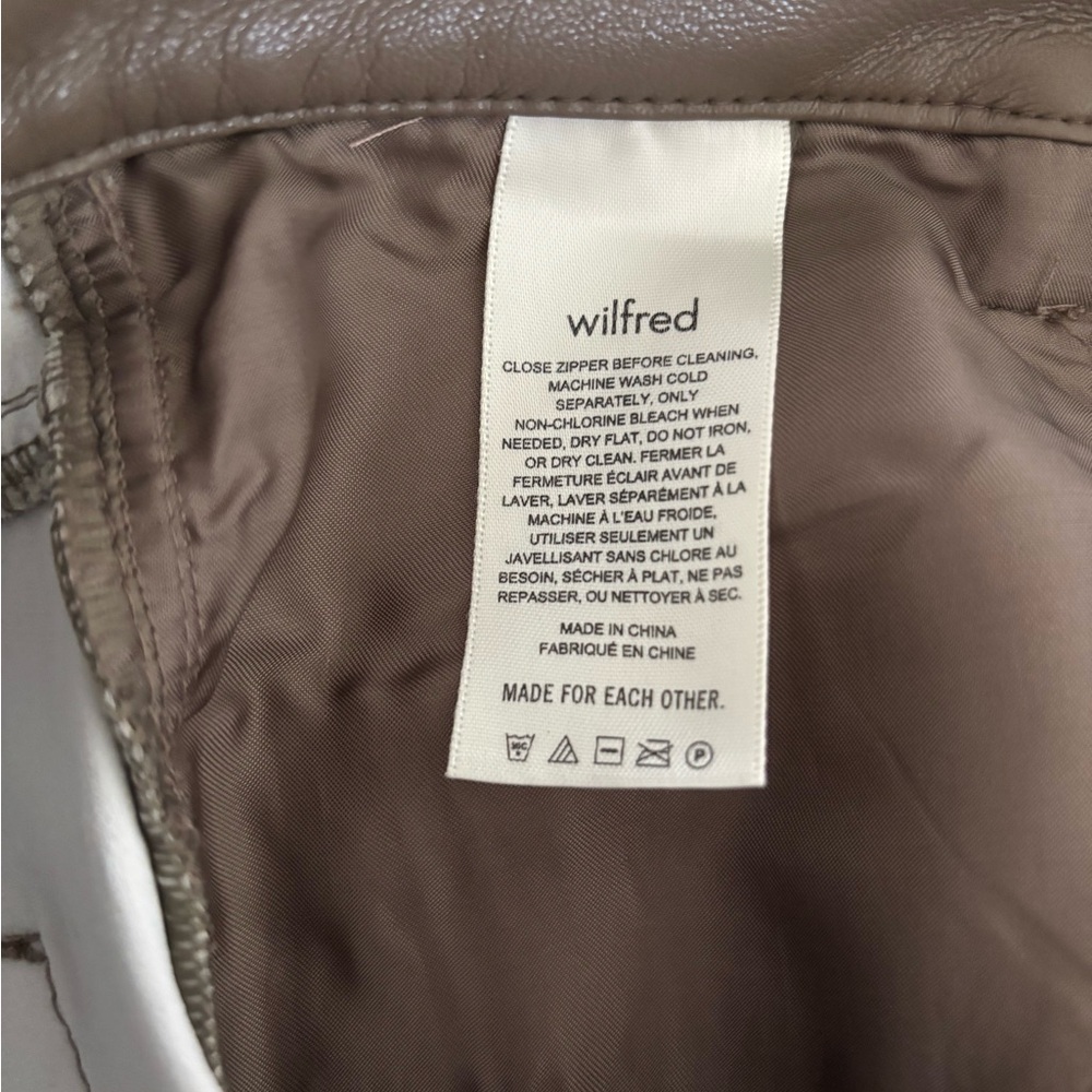 Aritzia Wilfred vegan leather pant Melina cropped 6 brown taupe - Picture 4 of 8